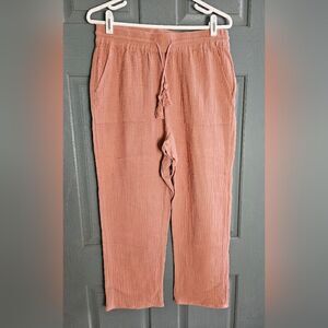 ATTU drawstring harem pants gauze, pink, women's size medium